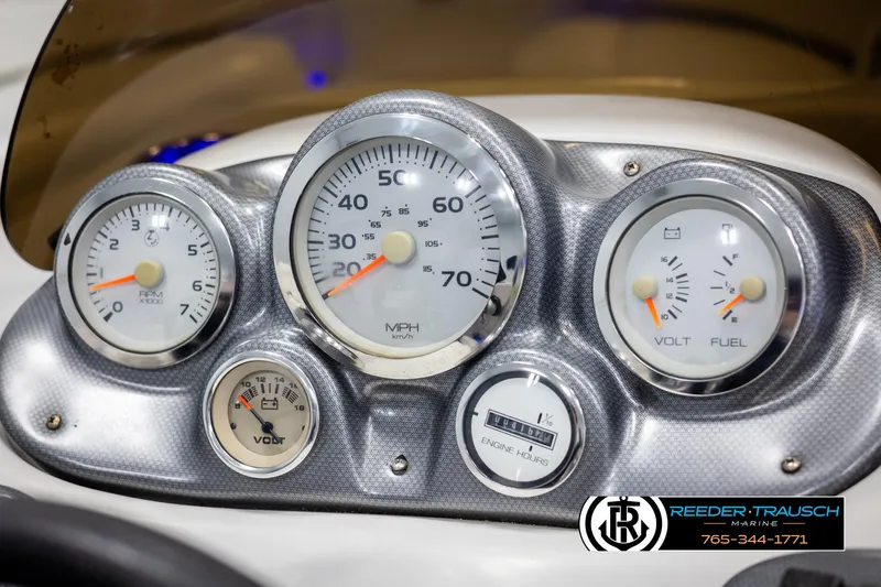 Slide: The Image of Dashboard of 2015 Starcraft 1915 Limited OB boat with gauges and controls. - 30