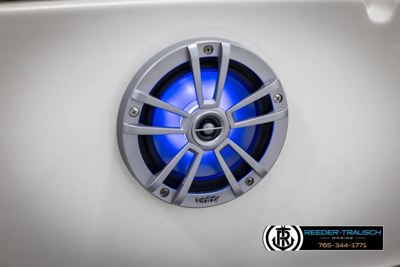 Slide: The Image of 2015 Starcraft 1915 Limited OB boat speaker with blue LED lighting. - 39