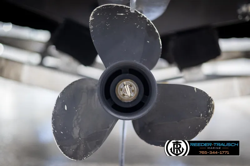 Slide: The Image of Close-up of a 2015 Starcraft 1915 Limited OB boat propeller. - 45