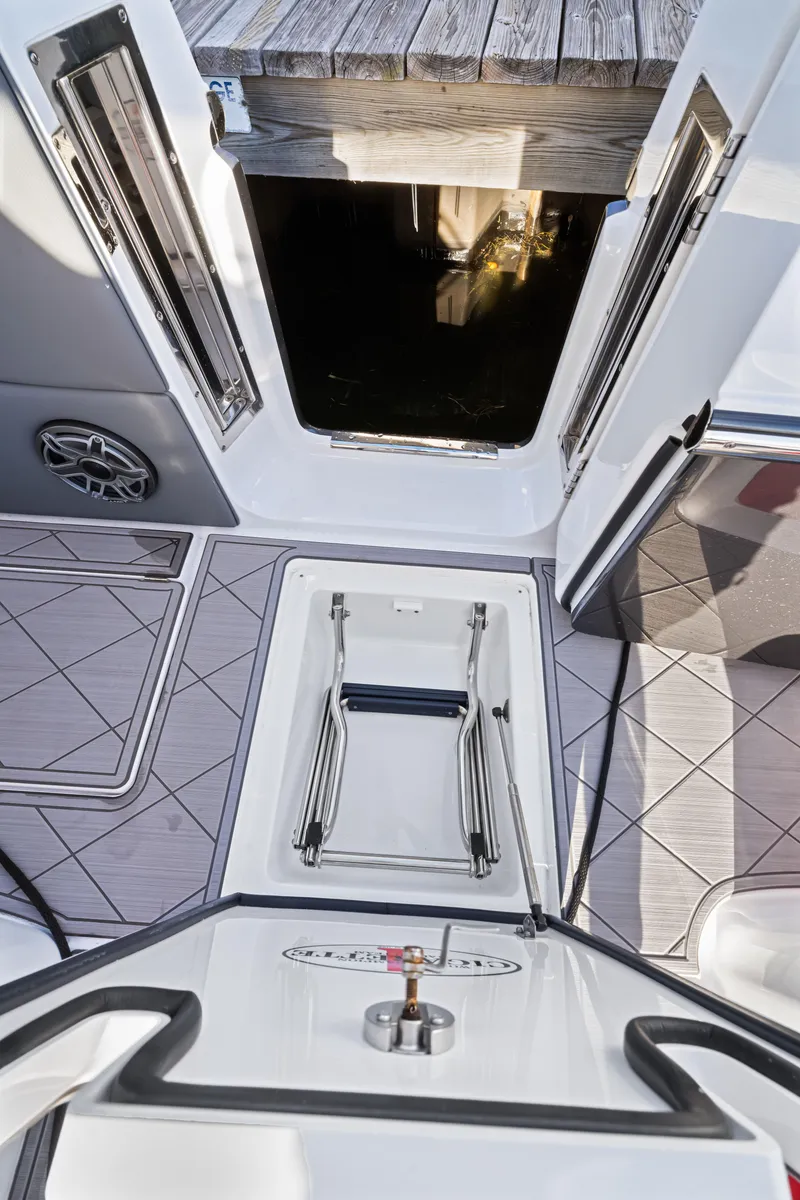 Slide: The Image of 2022 Cigarette 42 Auroris boat interior with open hatch and ladder. - 27