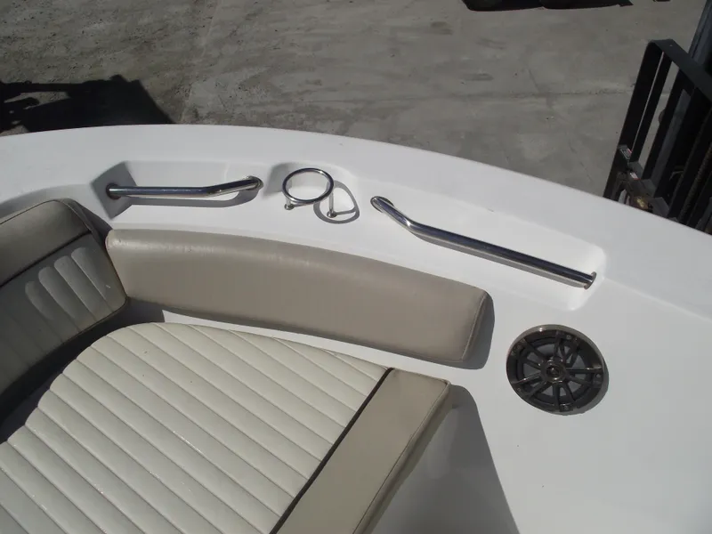 Slide: The Image of 2016 Sea Fox 186 Commander boat interior with seating and stainless steel fittings. - 12