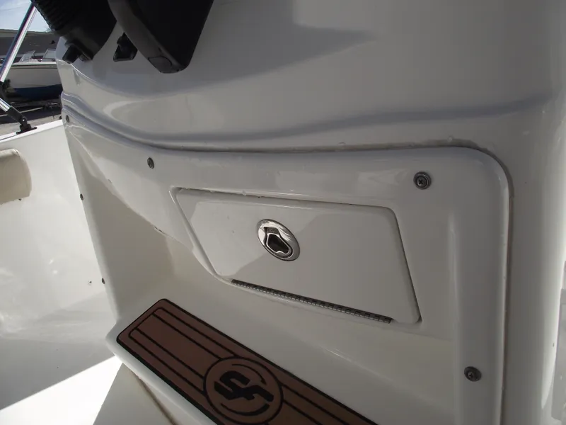 Slide: The Image of 2016 Sea Fox 186 Commander boat console with storage compartment and logo mat. - 21