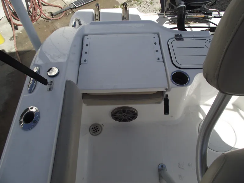 Slide: The Image of 2016 Sea Fox 186 Commander boat interior with seating and storage compartments. - 25