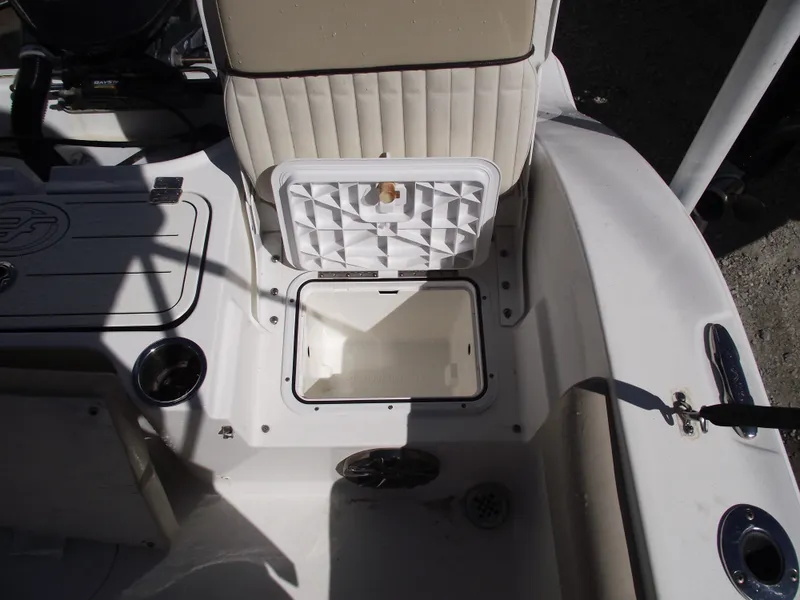 Slide: The Image of 2016 Sea Fox 186 Commander boat interior with open storage compartment. - 31