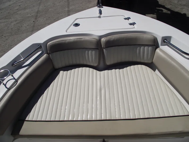 Slide: The Image of 2016 Sea Fox 186 Commander boat interior with cushioned seating. - 7