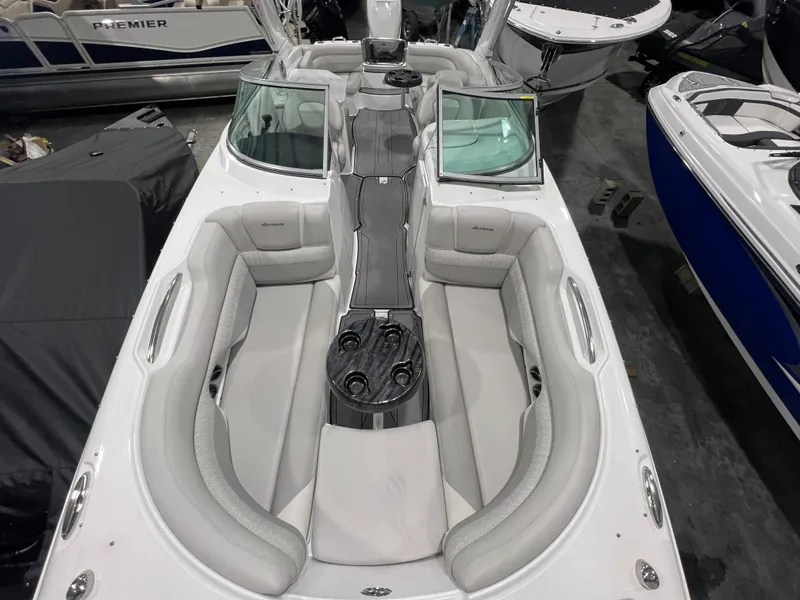 Slide: The Image of 2021 Hurricane SunDeck 2690 OB boat with spacious seating and sleek design. - 14