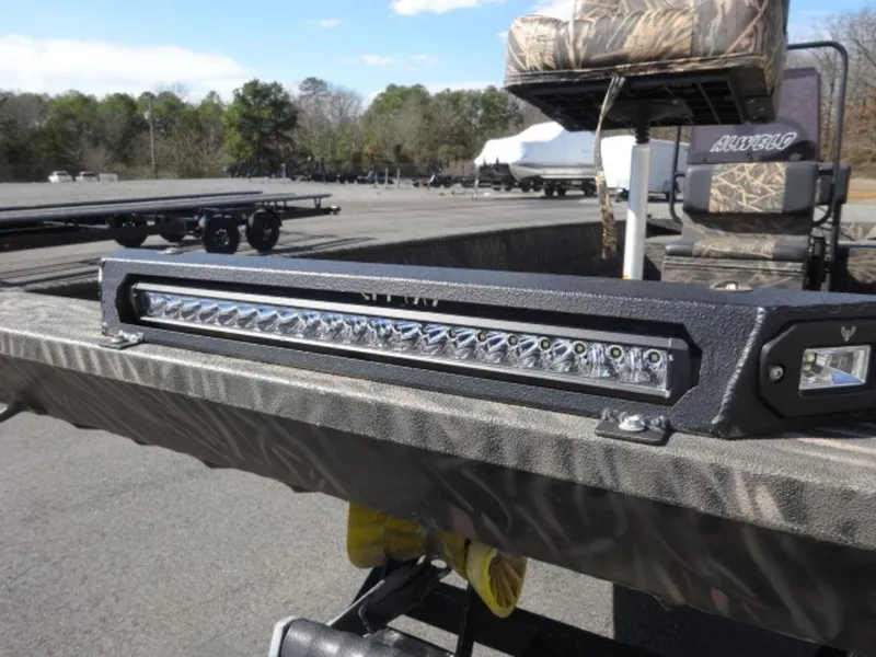 Slide: The Image of 2020 Alweld 1752 Marsh Console boat with LED light bar on trailer. - 4