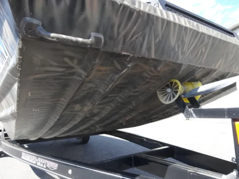 Slide: The Image of 2020 Alweld 1752 Marsh Console boat on trailer, underside view. - 5