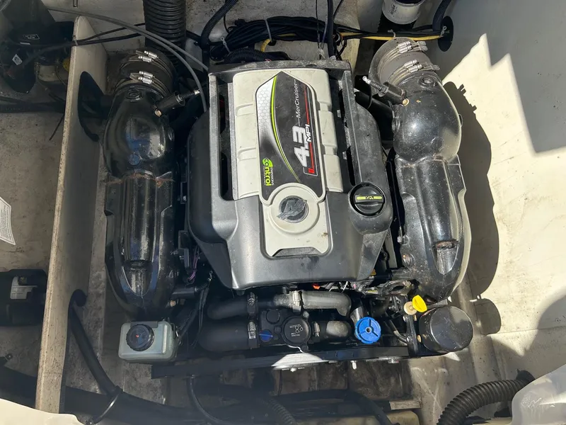 Slide: The Image of 2017 Bayliner VR5 engine compartment with MerCruiser 4.3L MPI motor. - 4