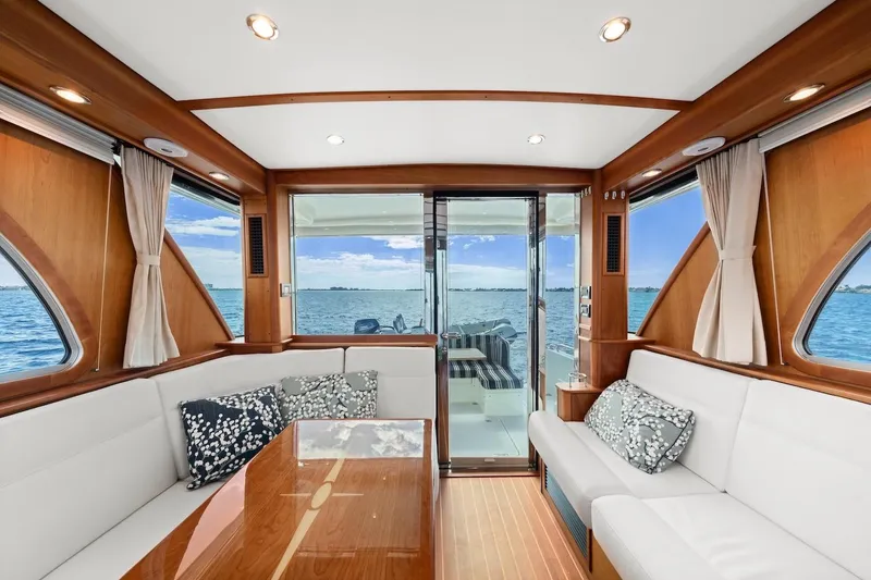 Slide: The Image of Luxurious interior of 2019 Sabre 45 Salon Express yacht with ocean view. - 10