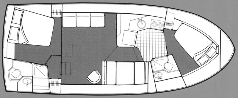 Slide: The Image of Floor plan of a 1993 Carver 350 Aft Cabin yacht, showing interior layout. - 2
