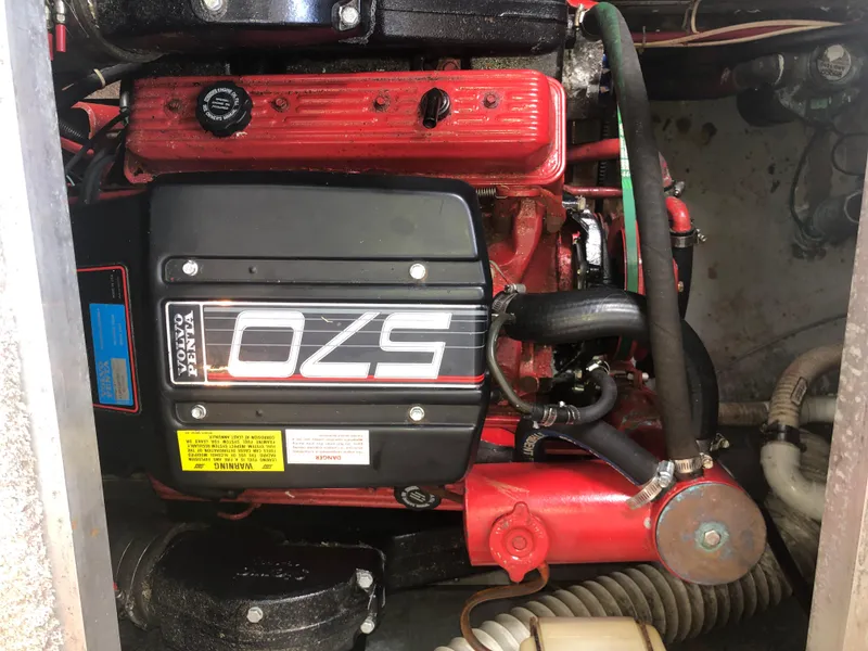 Slide: The Image of Engine of 1993 Carver 350 Aft Cabin boat, featuring Volvo Penta 570. - 41