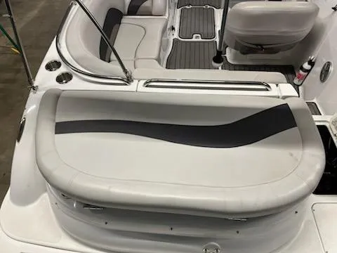 Slide: The Image of 2017 Hurricane SS202 boat interior with cushioned seating and sleek design. - 25