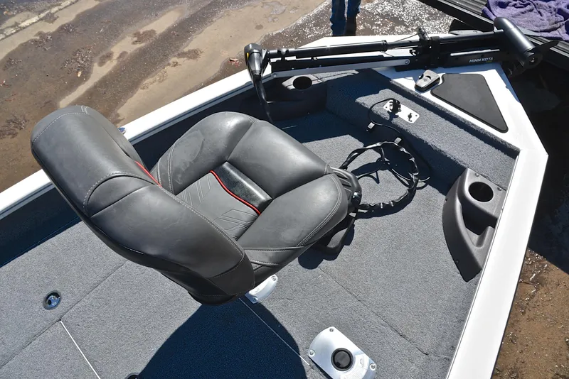 Slide: The Image of 2023 Bass Tracker PRO TEAM 175 TF boat seat and deck, featuring a trolling motor. - 26