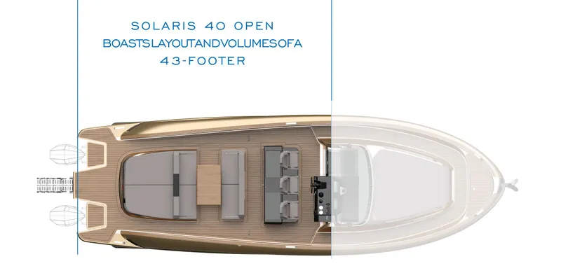 Slide: The Image of Top view of 2024 Solaris Power SP 40F open yacht layout. - 18