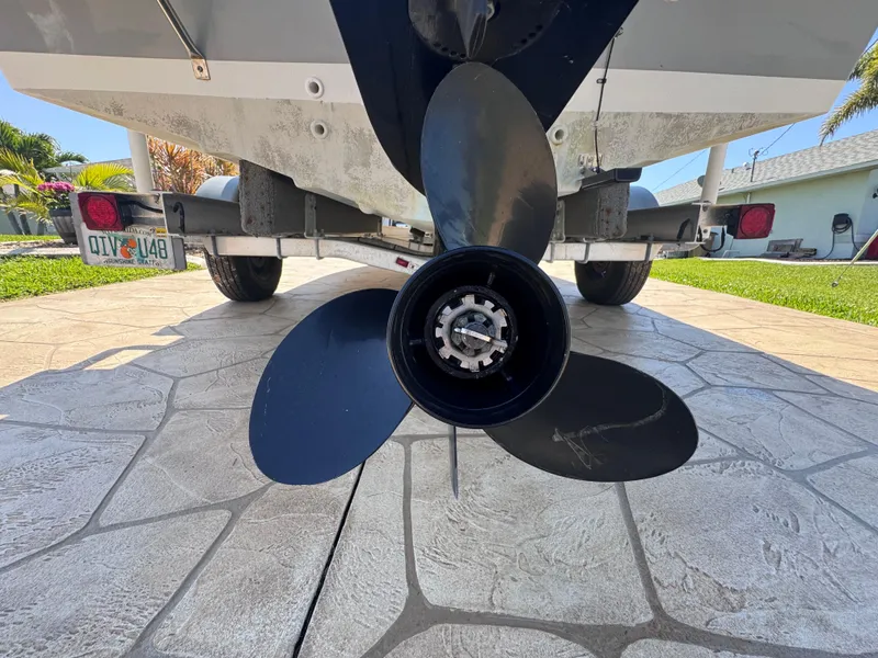 Slide: The Image of Underside view of a 2021 Clearwater 2000 C/C boat on a trailer. - 13