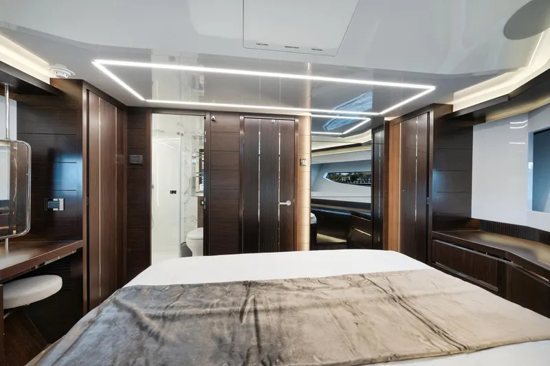 Slide: The Image of Luxurious interior of 2022 Pearl 62 yacht with modern design and elegant furnishings. - 20