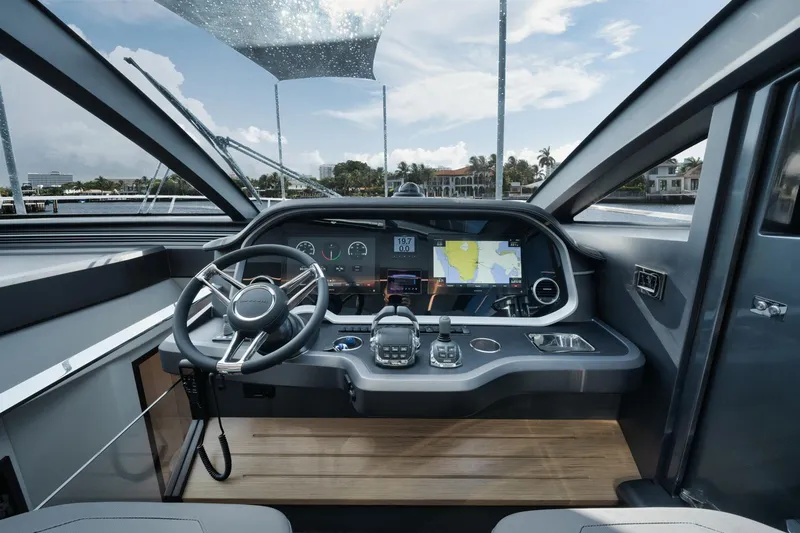 Slide: The Image of Modern helm of 2022 Pearl 62 yacht with advanced navigation system. - 8