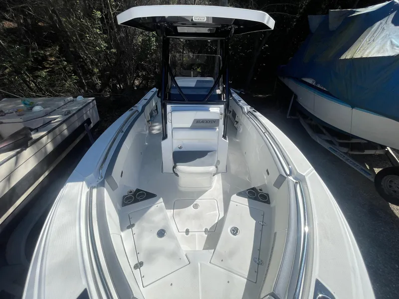 Slide: The Image of 2019 Blackfin 212 CC boat with spacious deck and modern design. - 6