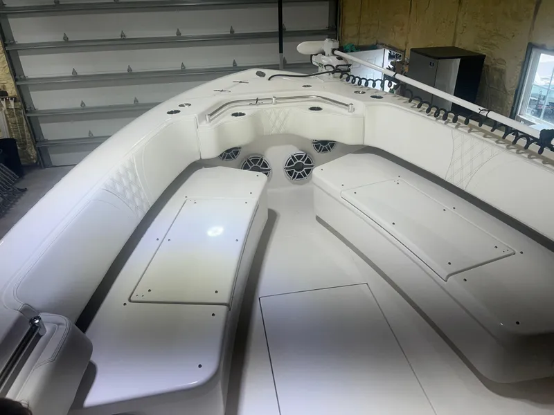 Slide: The Image of Luxury seating with cup holders on 2022 Contender 39 ST boat. - 20