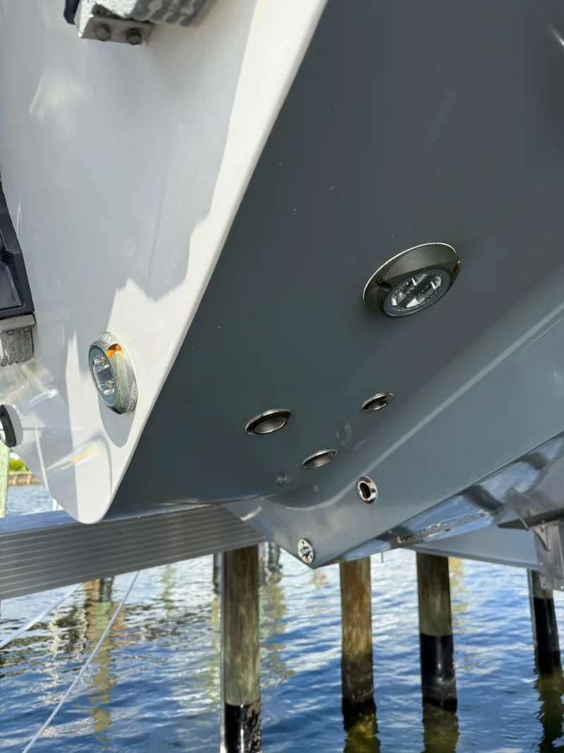 Slide: The Image of Close-up of a 2022 Contender 39 ST boat's sleek metallic hardware and fittings. - 29