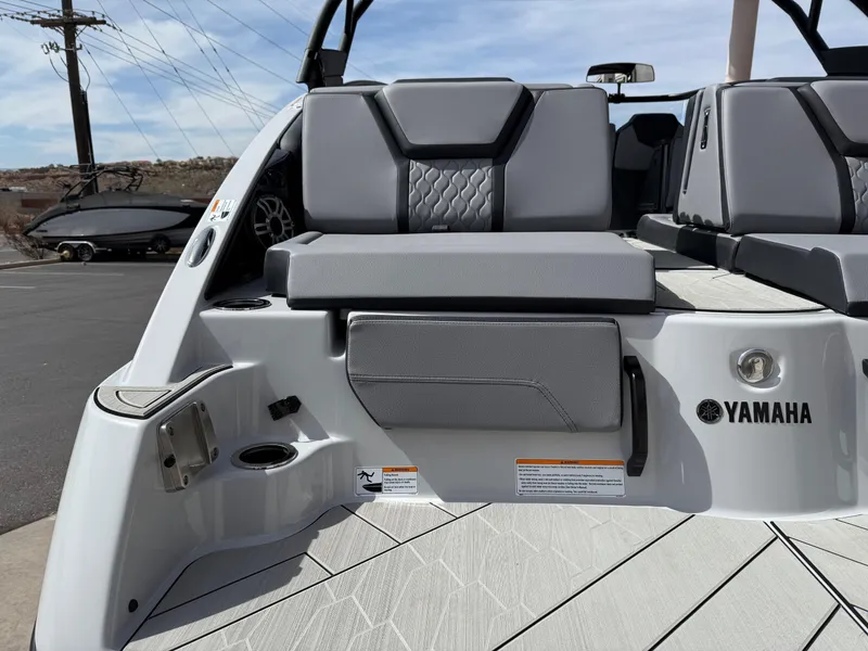 Slide: The Image of 2025 Yamaha Boats 255XD, featuring sleek seating and modern design elements. - 18