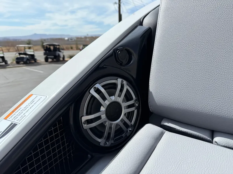 Slide: The Image of Speaker detail on 2025 Yamaha Boats 255XD, showcasing sleek design and premium materials. - 20