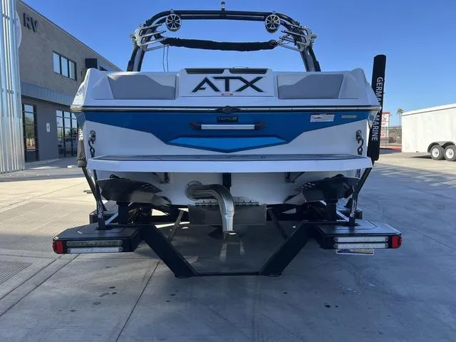 Slide: The Image of 2022 ATX Boats 22 TYPE-S, rear view, parked outdoors on concrete surface. - 3