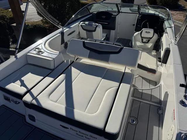 Slide: The Image of 2024 Chaparral 247 SSX boat interior with luxurious seating and modern design. - 18