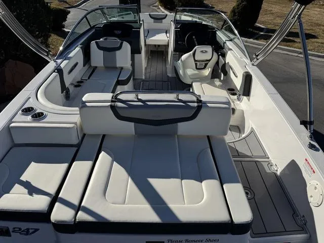 Slide: The Image of 2024 Chaparral 247 SSX boat interior with luxurious seating and modern design. - 9
