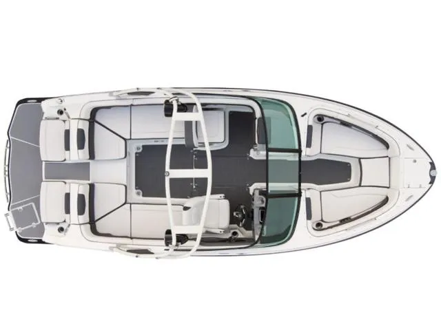 Slide: The Image of 2016 Chaparral Vortex 223 VRX boat, top view, showcasing spacious seating and sleek design. - 9