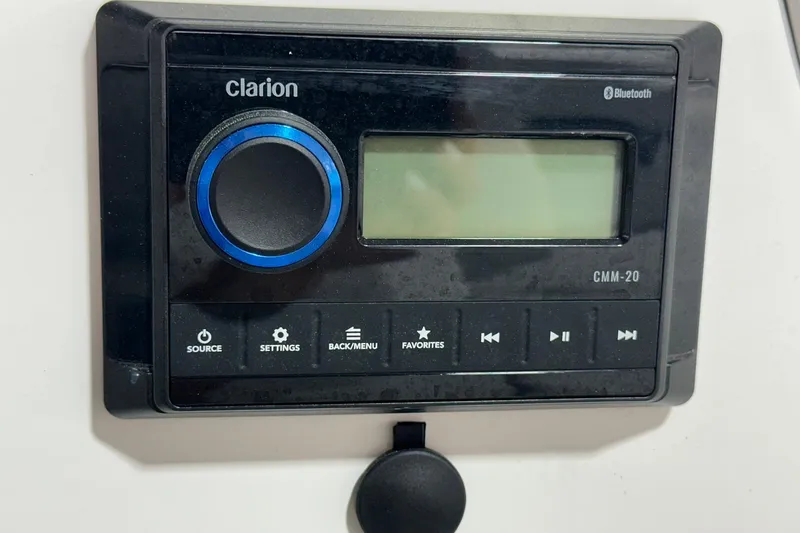 Slide: The Image of Clarion CMM-20 Bluetooth audio system on 2025 Hurricane SunDeck Sport 185 OB boat. - 12