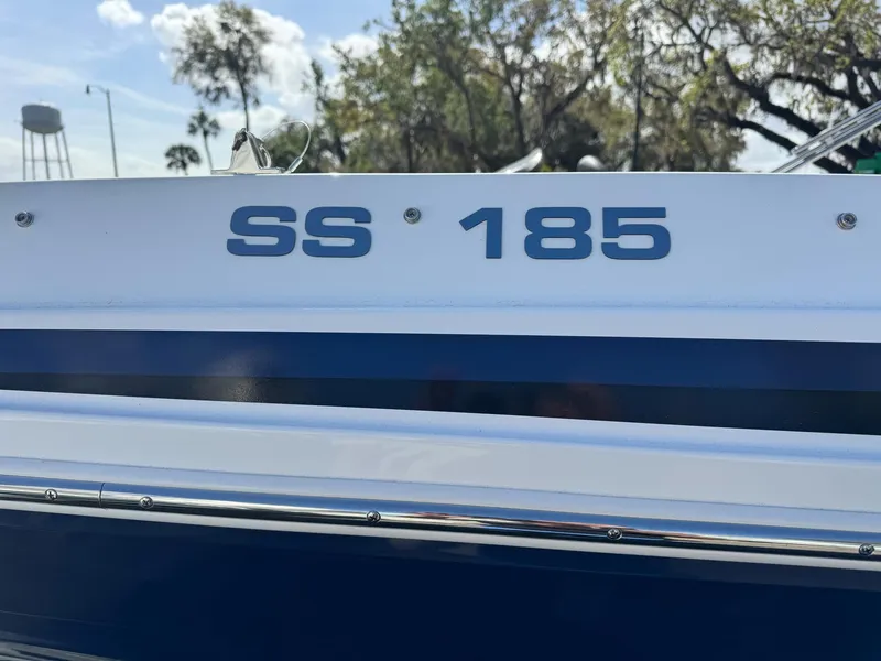 Slide: The Image of 2024 Hurricane SunDeck Sport 185 OB boat, close-up of SS 185 lettering. - 4