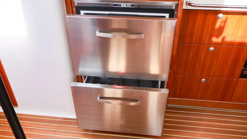 Slide: The Image of Stainless steel double drawer refrigerator in 2018 Hanse 505 yacht kitchen. - 28