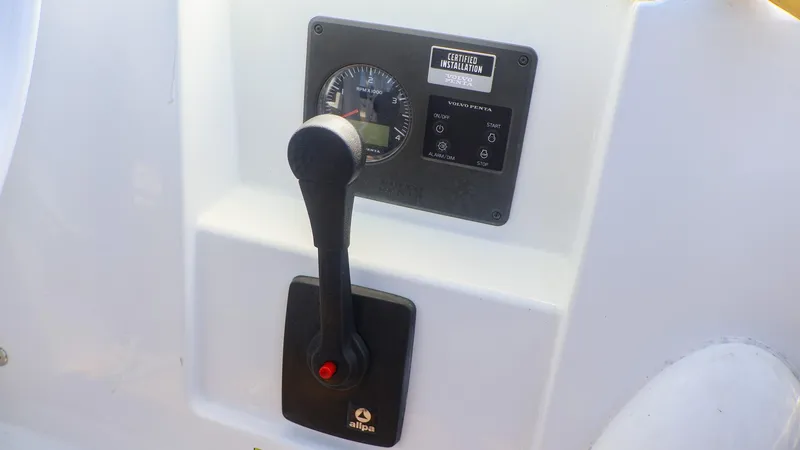 Slide: The Image of Control panel of 2018 Hanse 505 yacht with throttle lever and gauge. - 7