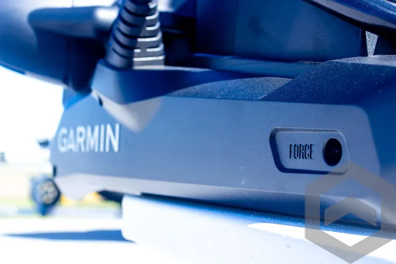 Slide: The Image of Close-up of Garmin Force trolling motor on 2025 G3 Bay 21 GX boat. - 27