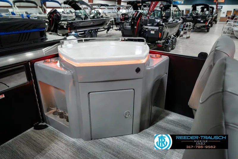 Slide: The Image of 2025 Bennington 23 LPD boat interior with sleek bar area and modern design. - 28
