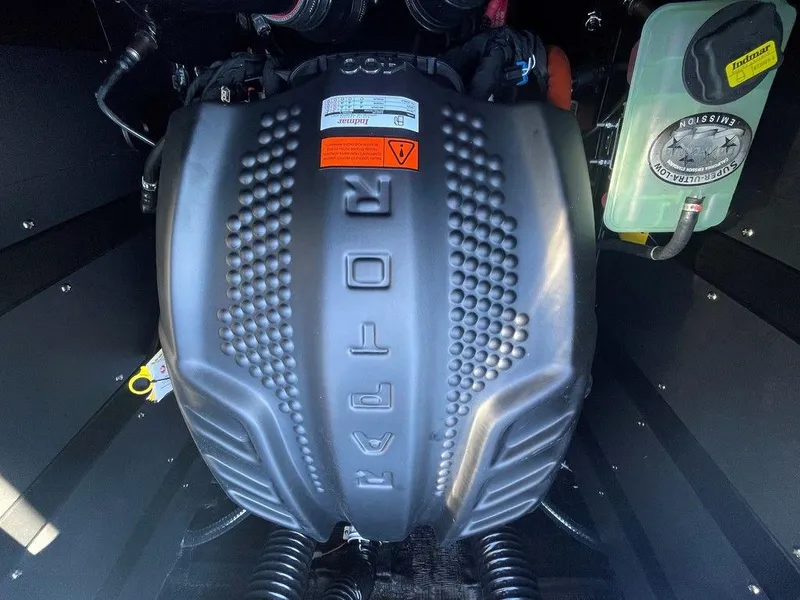 Slide: The Image of 2025 Moomba Max engine compartment with Raptor engine cover. - 42