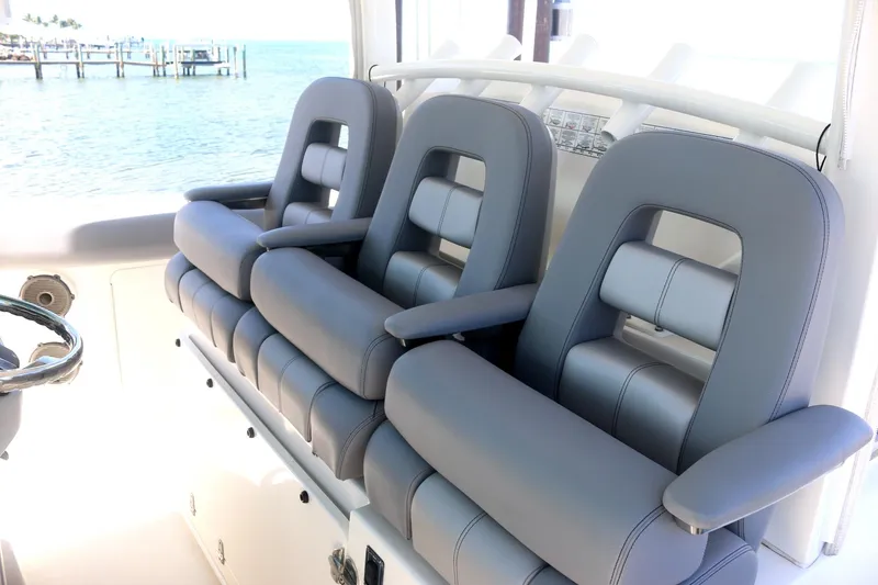 Slide: The Image of 2022 Boston Whaler 380 Outrage boat seats with ocean view. - 19