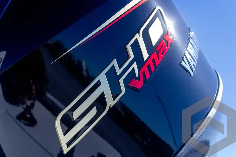 Slide: The Image of Close-up of Yamaha SHO VMAX logo on G3 Bay 19 GX, 2025 model. - 24