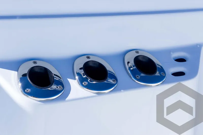 Slide: The Image of 2025 G3 Bay 19 GX boat with chrome exhaust ports. - 26