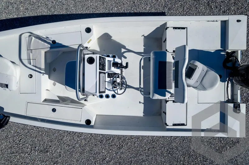 Slide: The Image of Overhead view of 2025 G3 Bay 19 GX boat on gravel surface. - 42