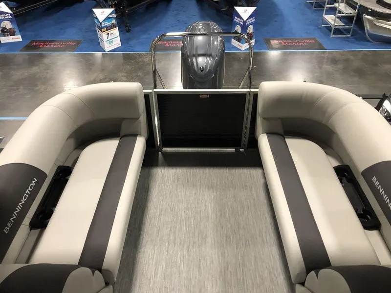 Slide: The Image of 2025 Bennington S Quad Bench 22 SSR interior with plush seating and modern design. - 4