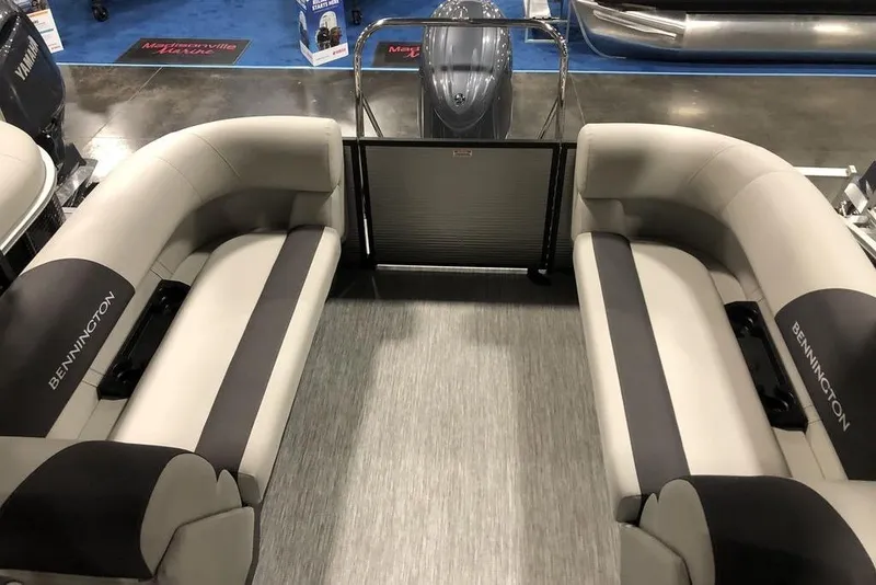 Slide: The Image of 2026 Bennington S Quad Bench 22 SSR SPS interior with plush seating and modern design. - 8