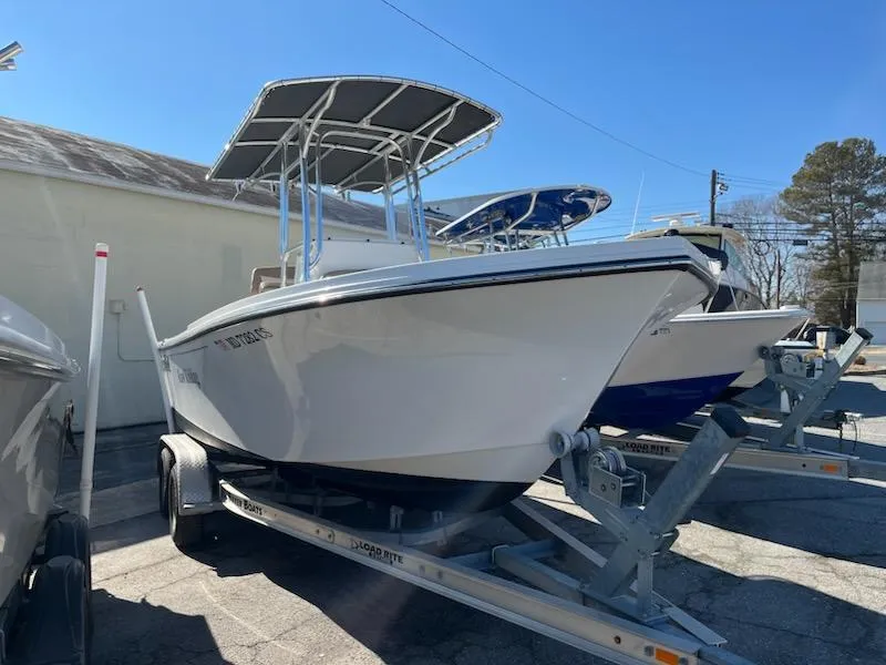 Slide: The Image of 2017 Parker 2100 Special Edition boat on trailer, outdoor display. - 2