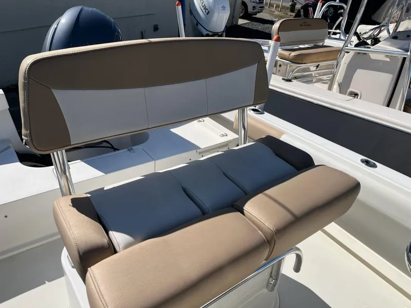 Slide: The Image of 2017 Parker 2100 Special Edition boat seat with beige and gray upholstery. - 3