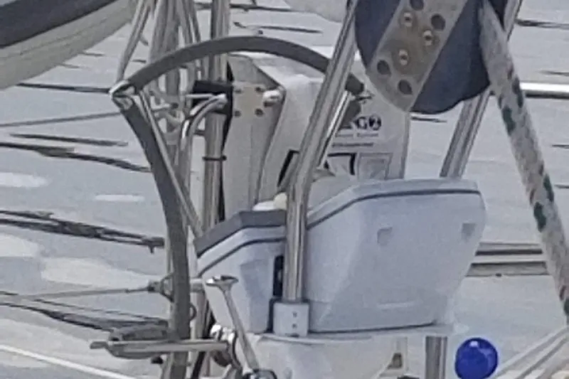 Slide: The Image of Steering wheel and controls of a 2011 Hunter e36 sailboat. - 29