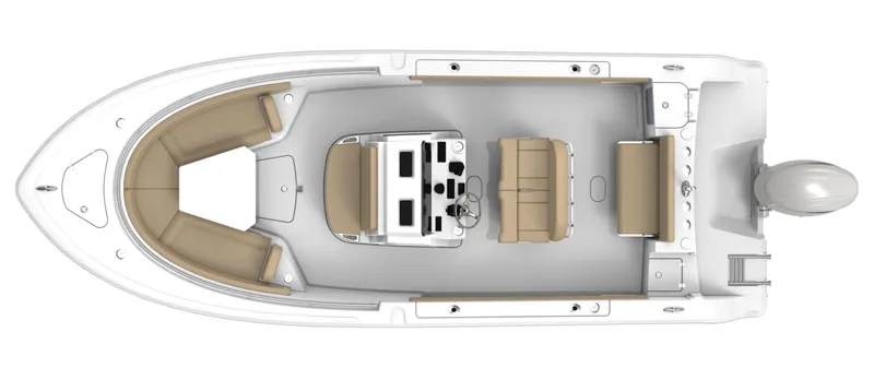 Slide: The Image of 2019 Sportsman 232 Open Platinum boat layout, featuring spacious seating and modern console design. - 19