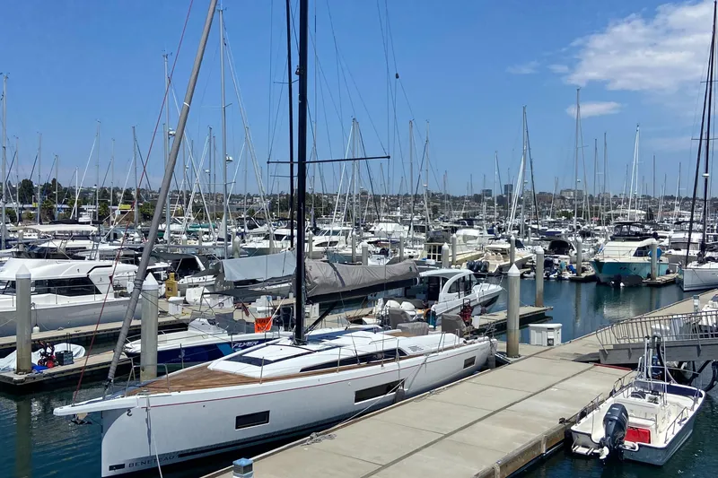 Slide: The Image of Beneteau Oceanis 46.1 yacht docked in a busy marina, 2022 model. - 5