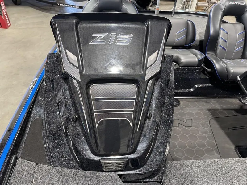 Slide: The Image of 2022 Nitro Z19 Pro boat interior with sleek black design and comfortable seating. - 41
